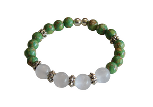 Jewelry - Mosaic Turquoise (Magnesite) and Selenite Bead Bracelet