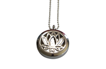 Load image into Gallery viewer, Jewelry- Silver round Lotus Flower locket with ball chain