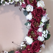 Load image into Gallery viewer, Wreaths - Red and White Silk Rose Wreath