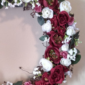 Wreaths - Red and White Silk Rose Wreath