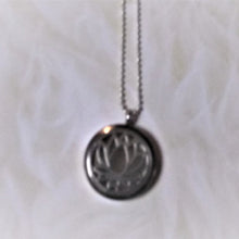 Load image into Gallery viewer, Jewelry- Silver round Lotus Flower locket with ball chain
