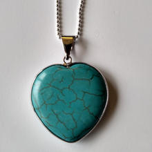 Load image into Gallery viewer, Jewelry - Turquoise Heart shaped pendant with chain