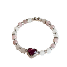 Load image into Gallery viewer, Jewelry - Pink crystal heart with Rose Quartz beads bracelet