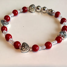 Load image into Gallery viewer, Jewelry- Red jade and Silver Heart bracelet