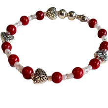 Load image into Gallery viewer, Jewelry- Red jade and Silver Heart bracelet