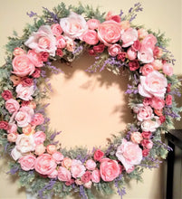 Load image into Gallery viewer, Wreaths- Silk Flower Rose Wreath