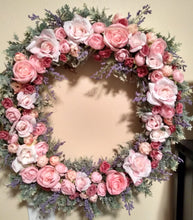 Load image into Gallery viewer, Wreaths- Silk Flower Rose Wreath