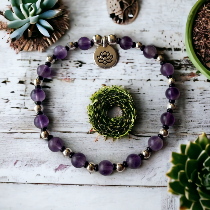 Jewelry - Amethyst bracelet with black and silver accents