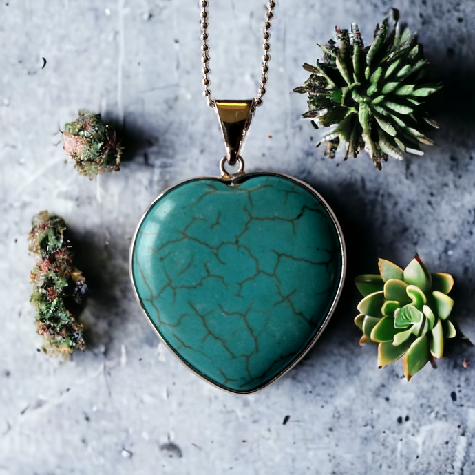 Jewelry - Turquoise Heart shaped pendant with chain