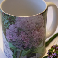 MUGs- Custom White Coffee Mug with Hydrangea Flower print
